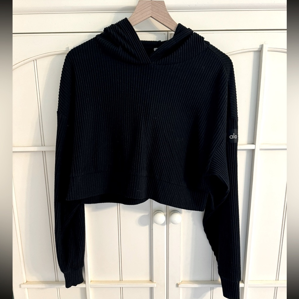 ALO black muse longsleeve waffle knit